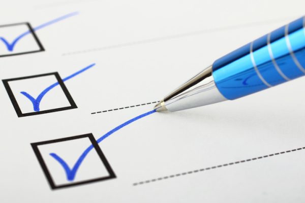 Checklist and pen